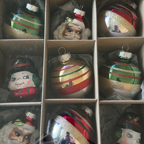 NIB~Set Of 9 Christopher Radko Shiny Brite Large Mixed Glass Holiday Ornaments - Picture 4 of 7